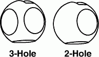 3-hole and 2-hole ball selection is determined by application